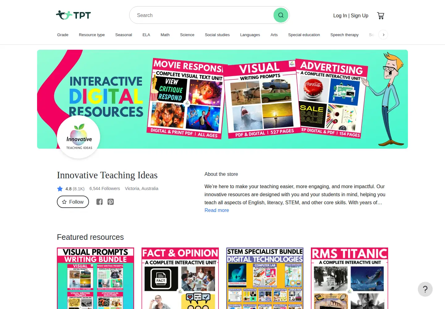 Screenshot of innovativeteachingideas.com