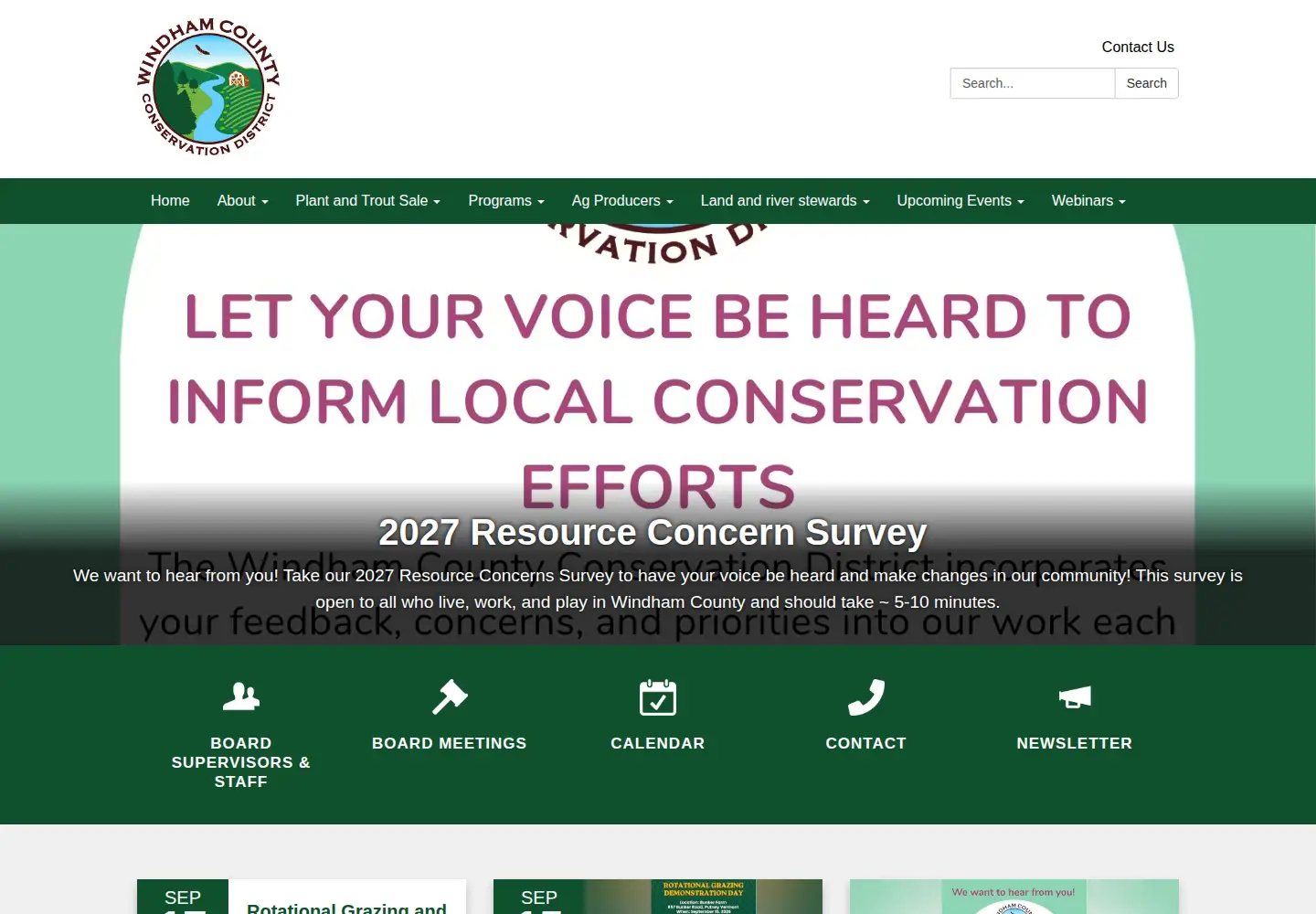 Captured homepage of windhamcountynrcd.org in the current scan