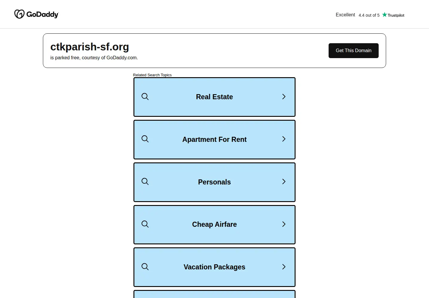 Captured homepage of ctkparish-sf.org in the current scan