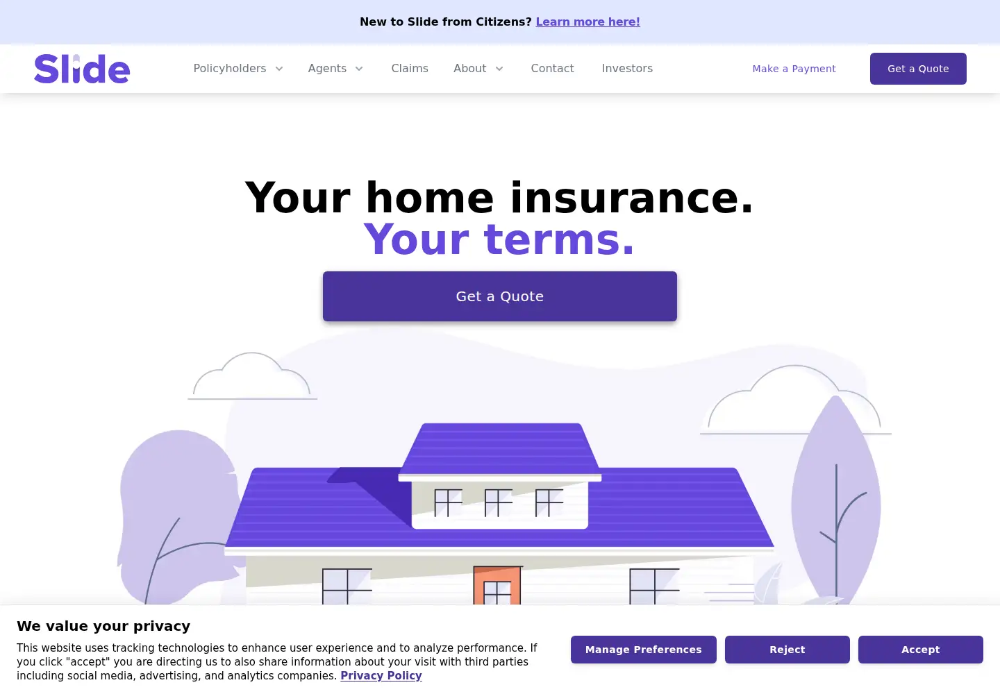 Screenshot of slideinsurance.com