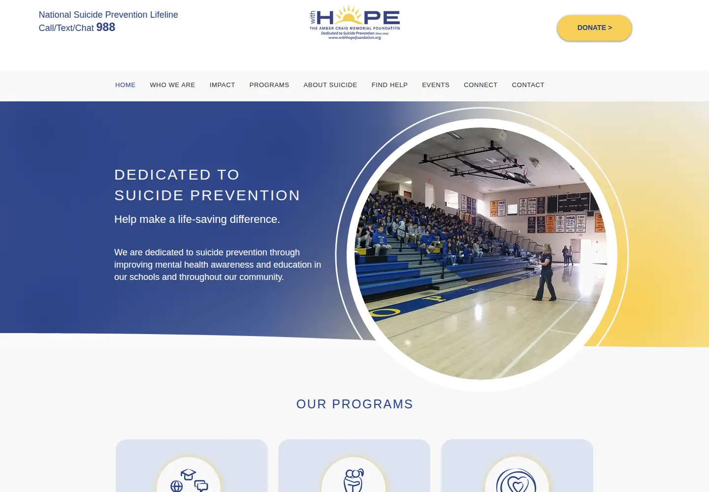 Screenshot of withhopefoundation.org