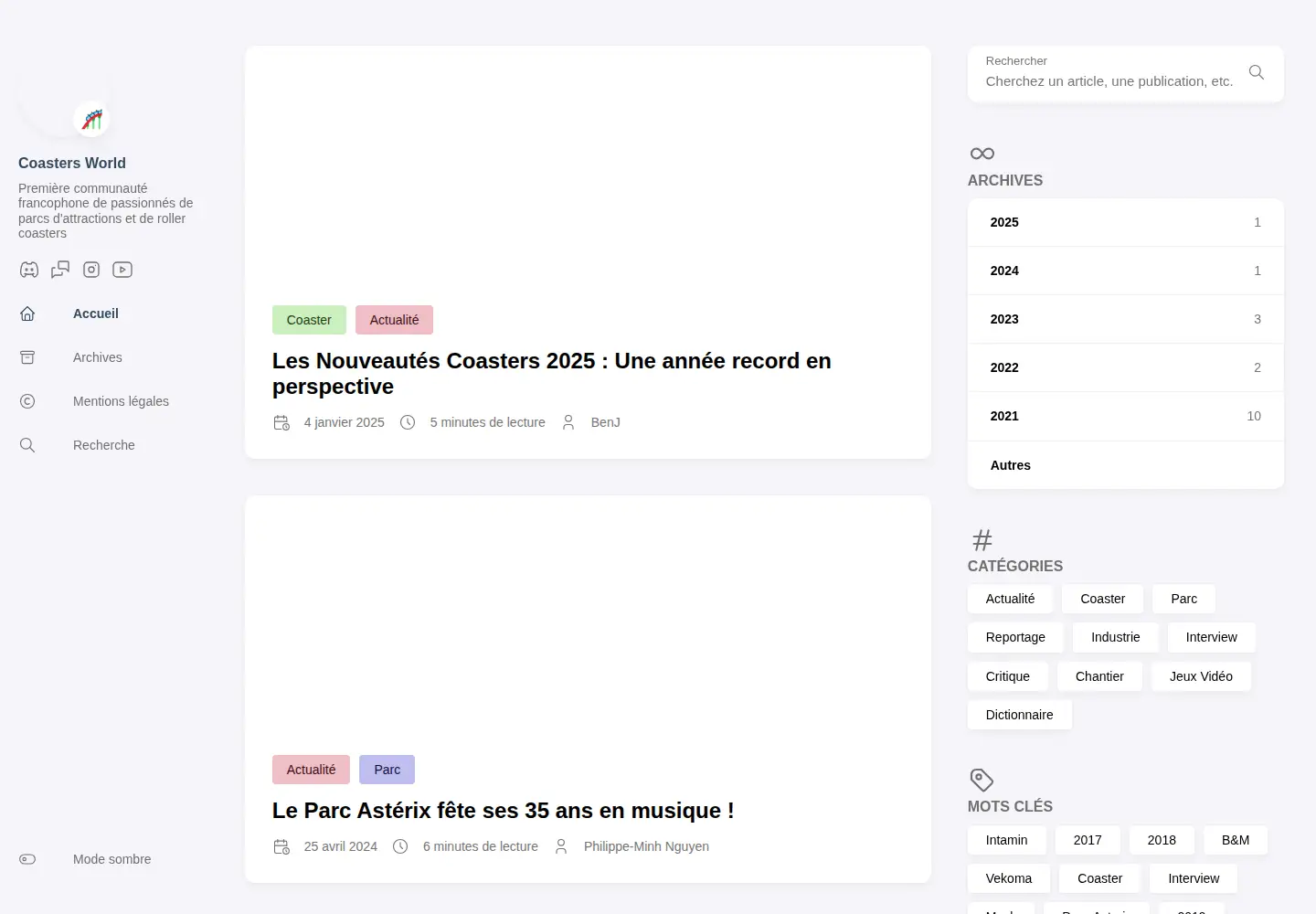 Screenshot of coastersworld.fr