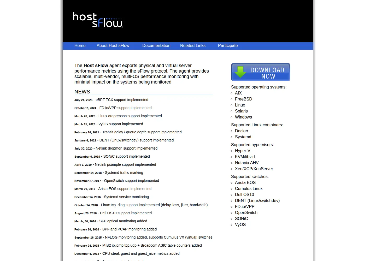 Screenshot of sflow.net