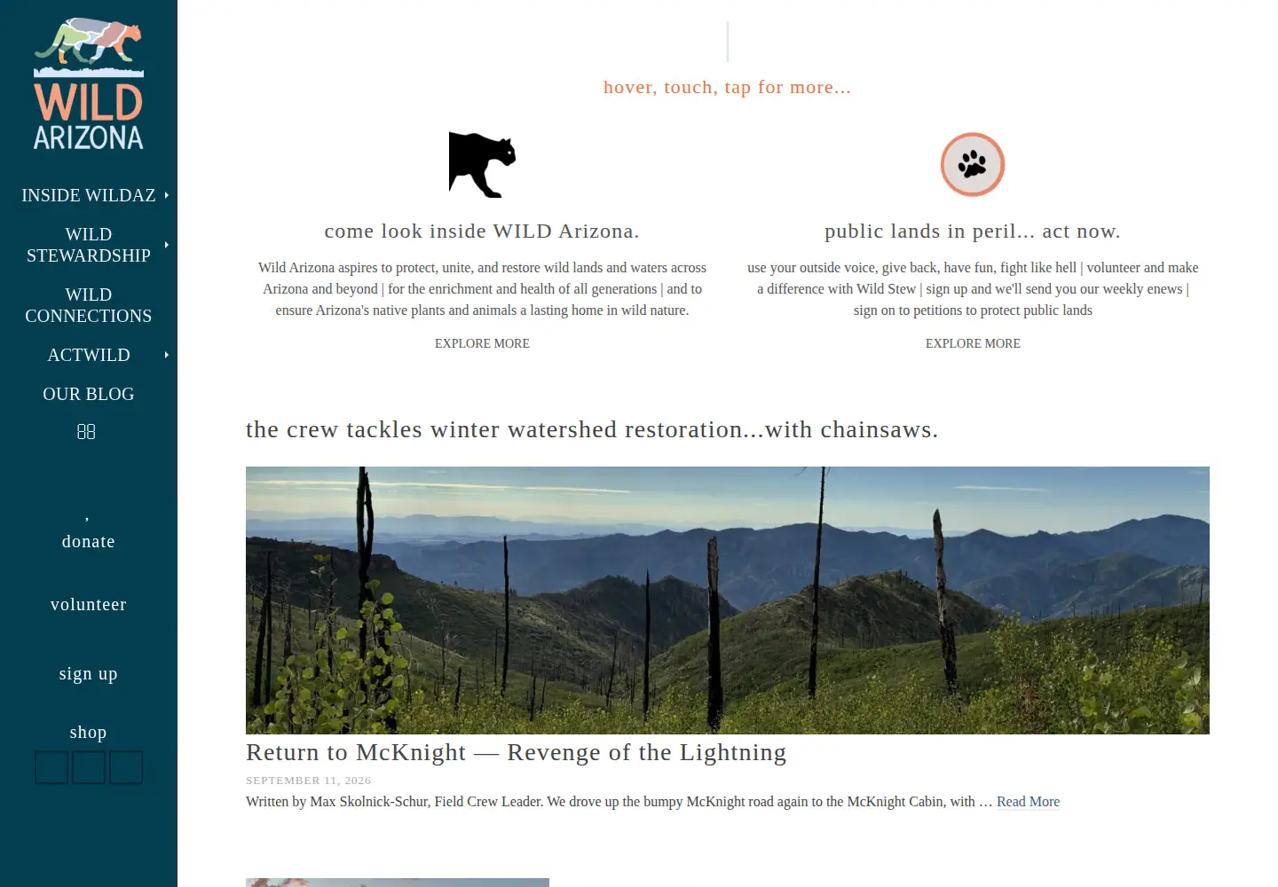 Screenshot of wildarizona.org