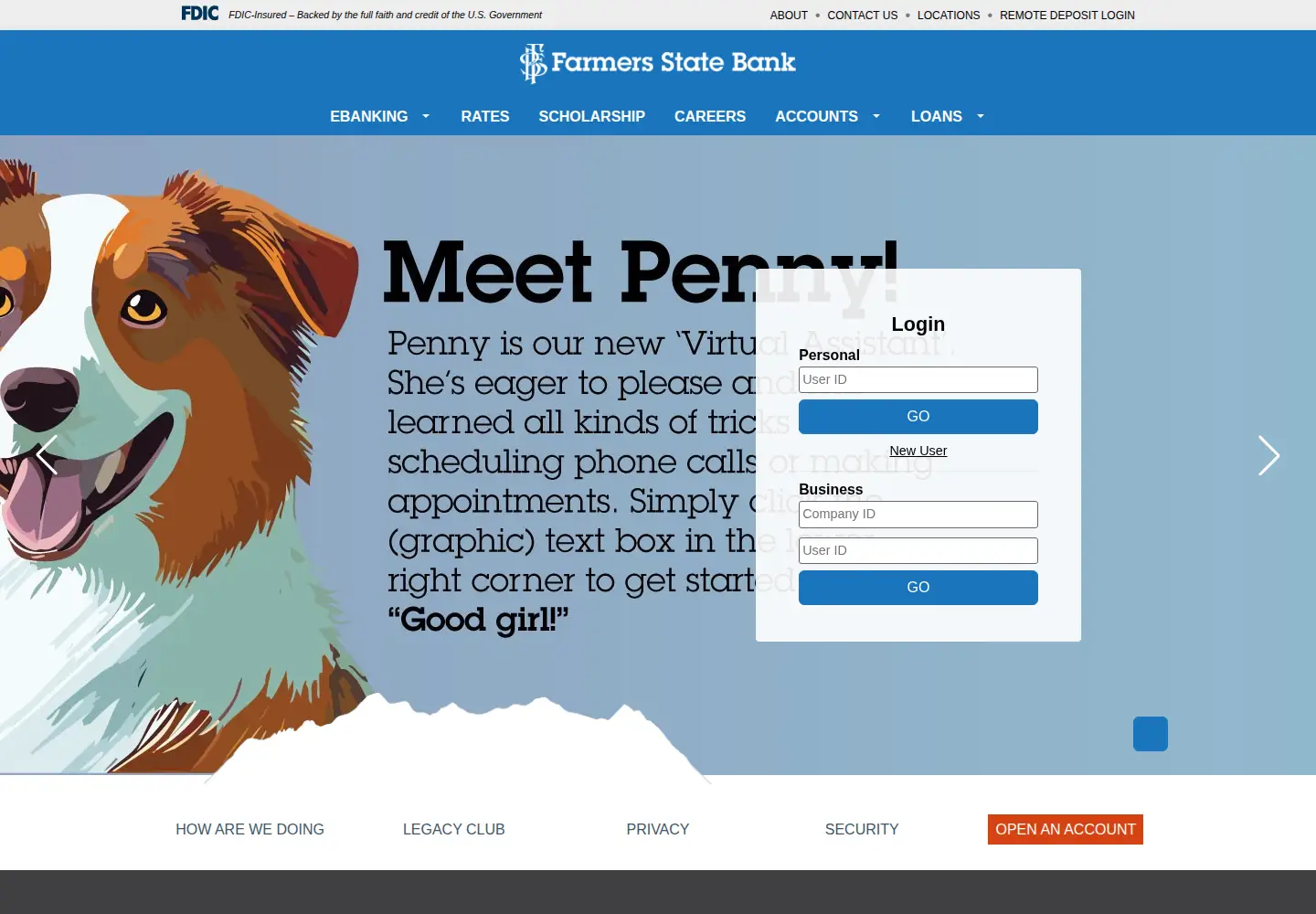 Screenshot of farmersebank.com