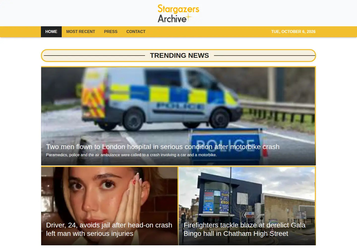 Captured homepage of stargazersarchive.com in the current scan