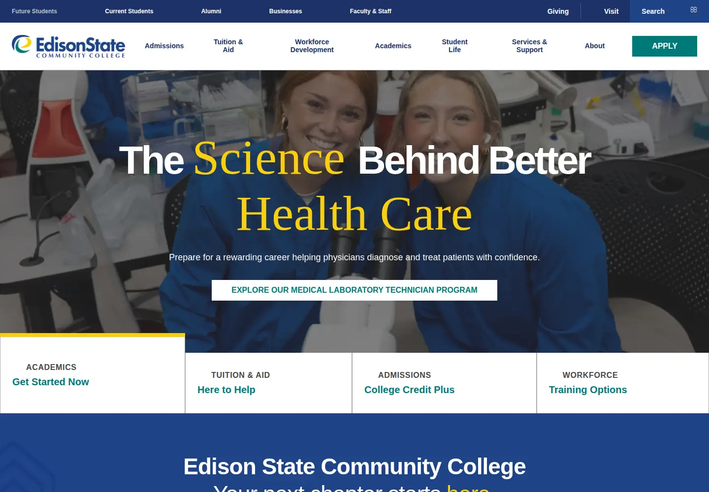 Captured homepage of edisonohio.edu in the current scan