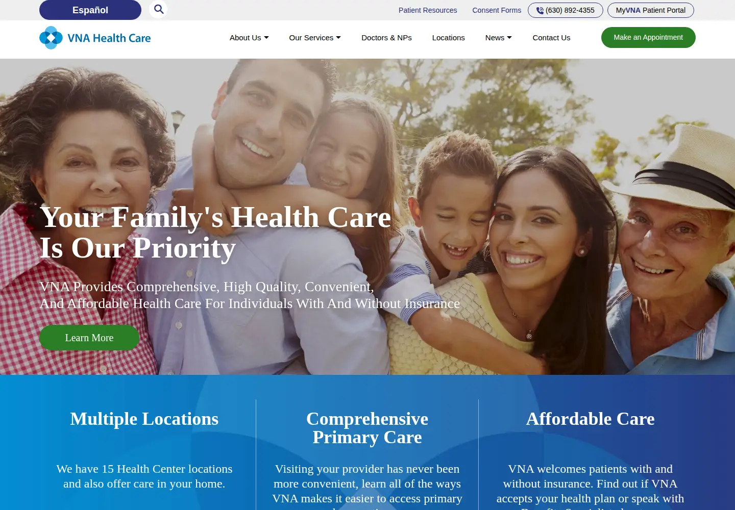 Screenshot of vnahealth.com