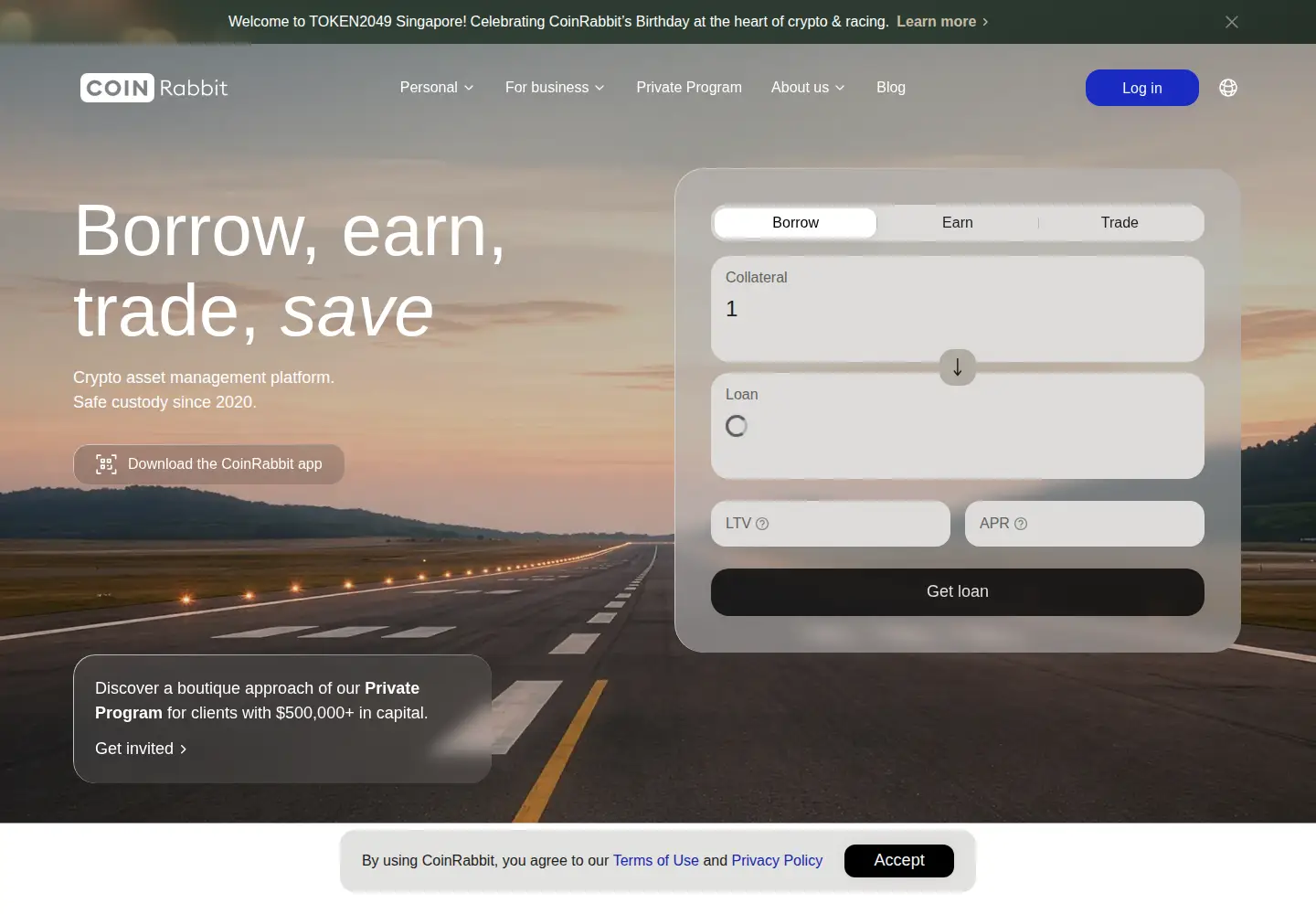 Captured homepage of coinrabbit.io in the current scan
