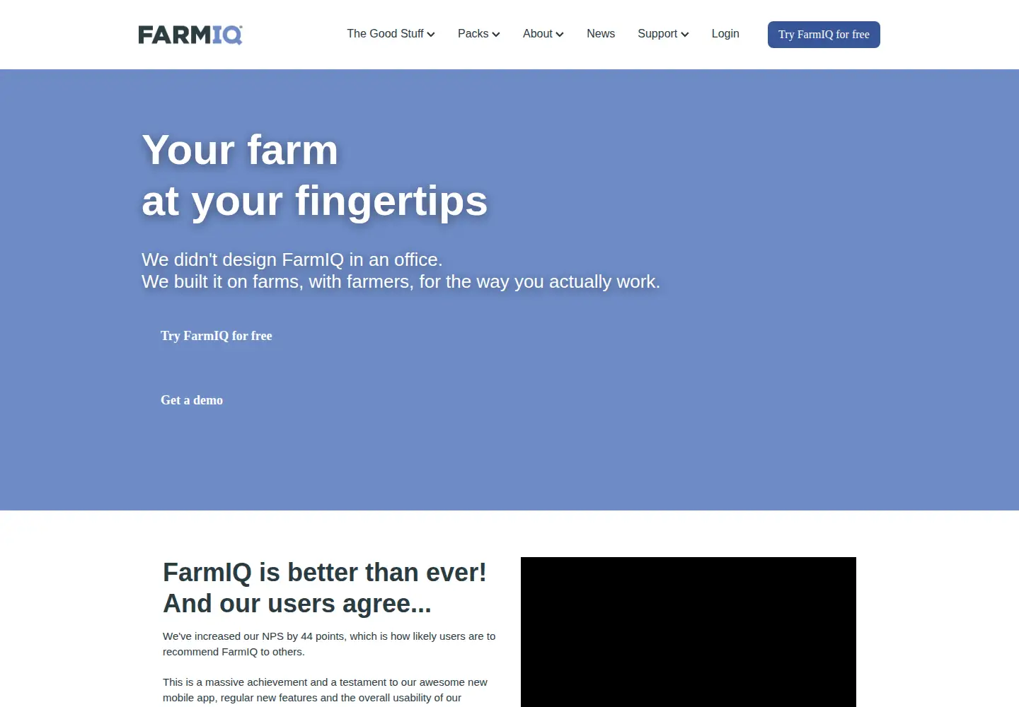 Captured homepage of farmiq.co.nz in the current scan