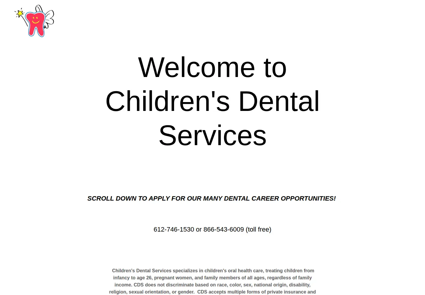 Captured homepage of childrensdentalservices.org in the current scan