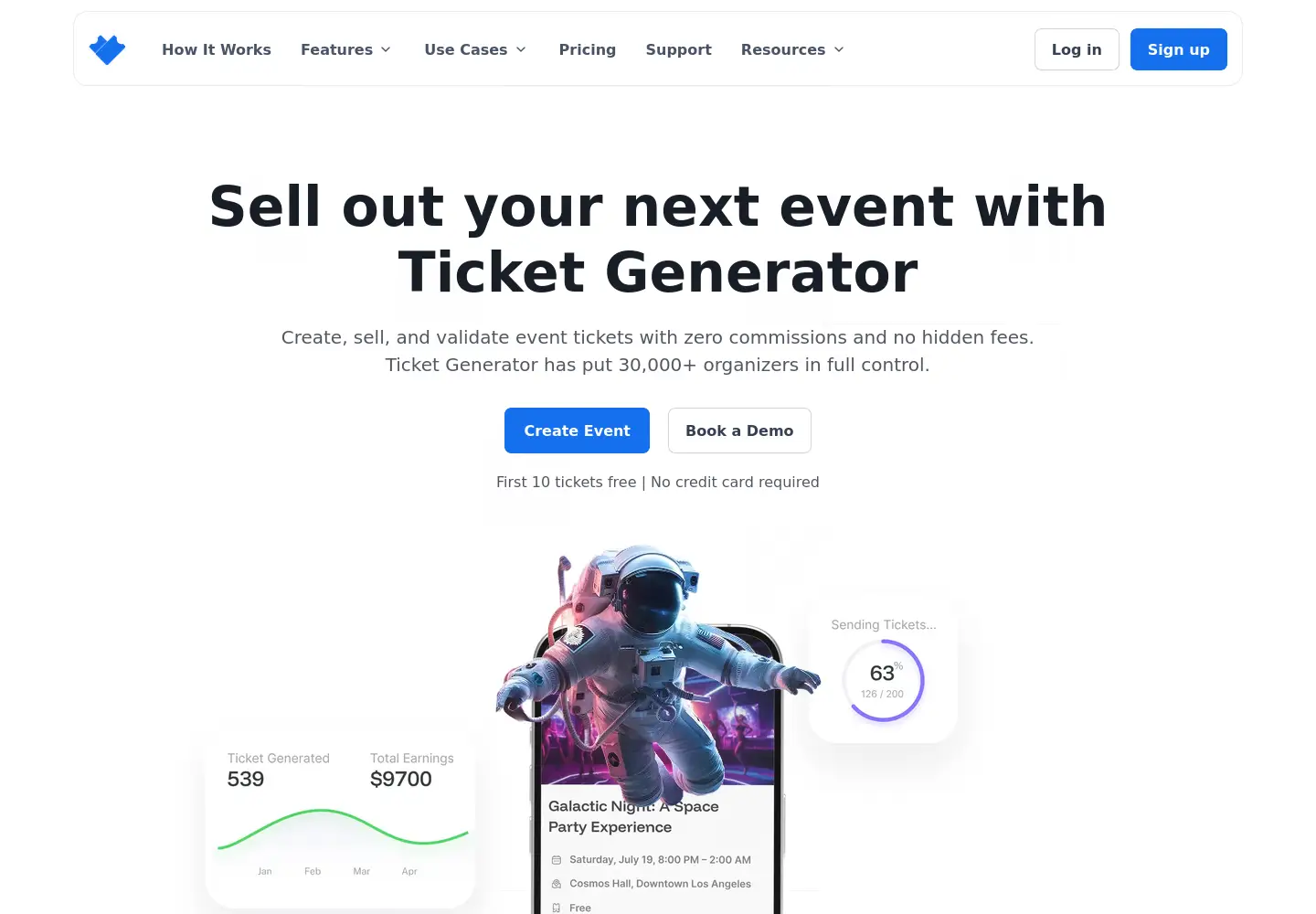 Screenshot of ticket-generator.com