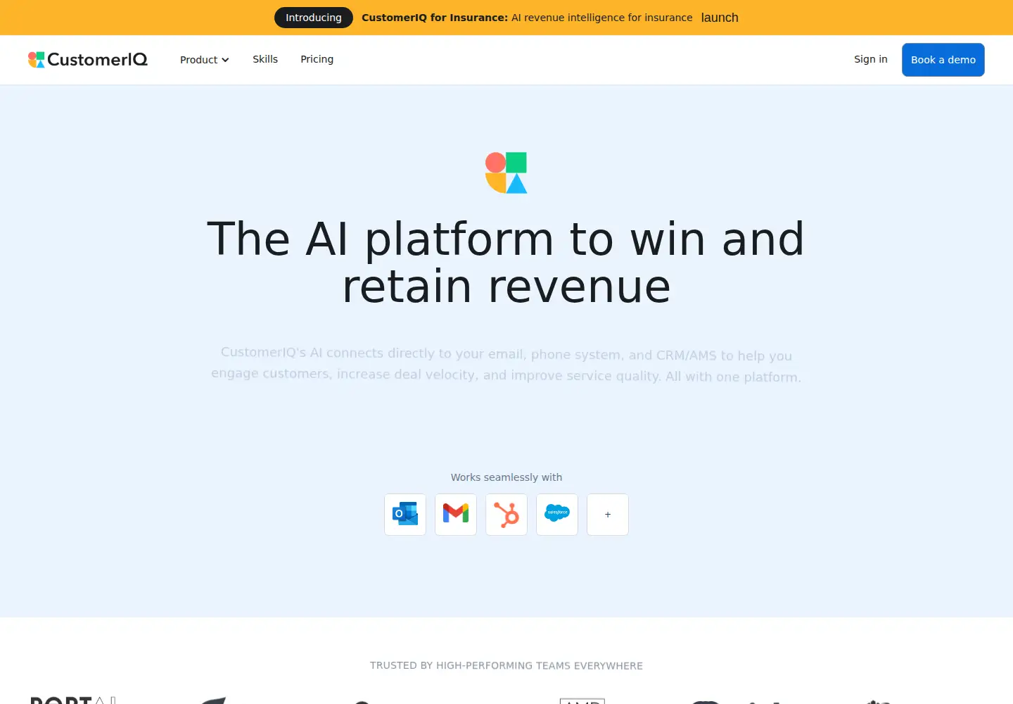 Captured homepage of getcustomeriq.com in the current scan