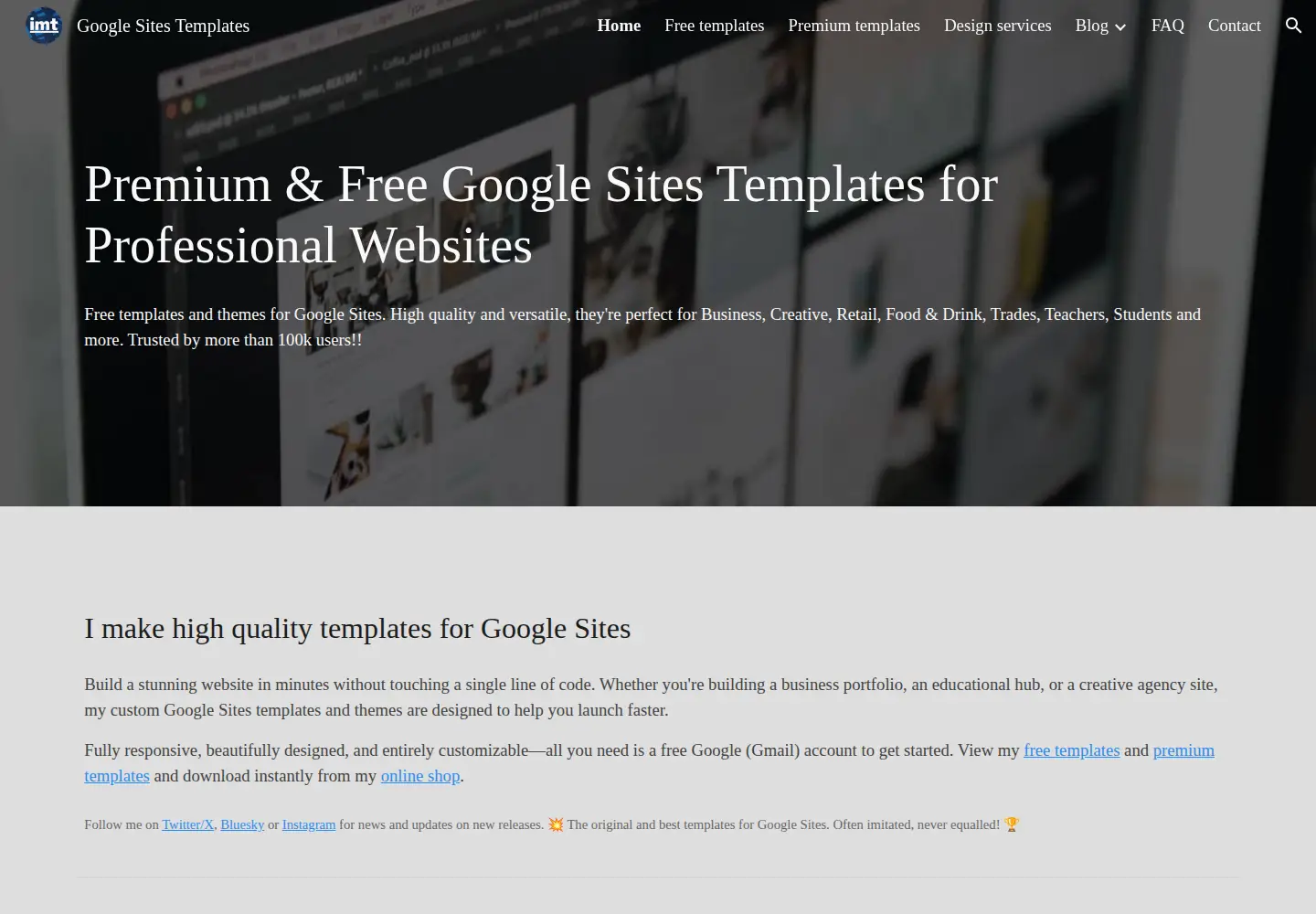 Screenshot of imaketemplates.com