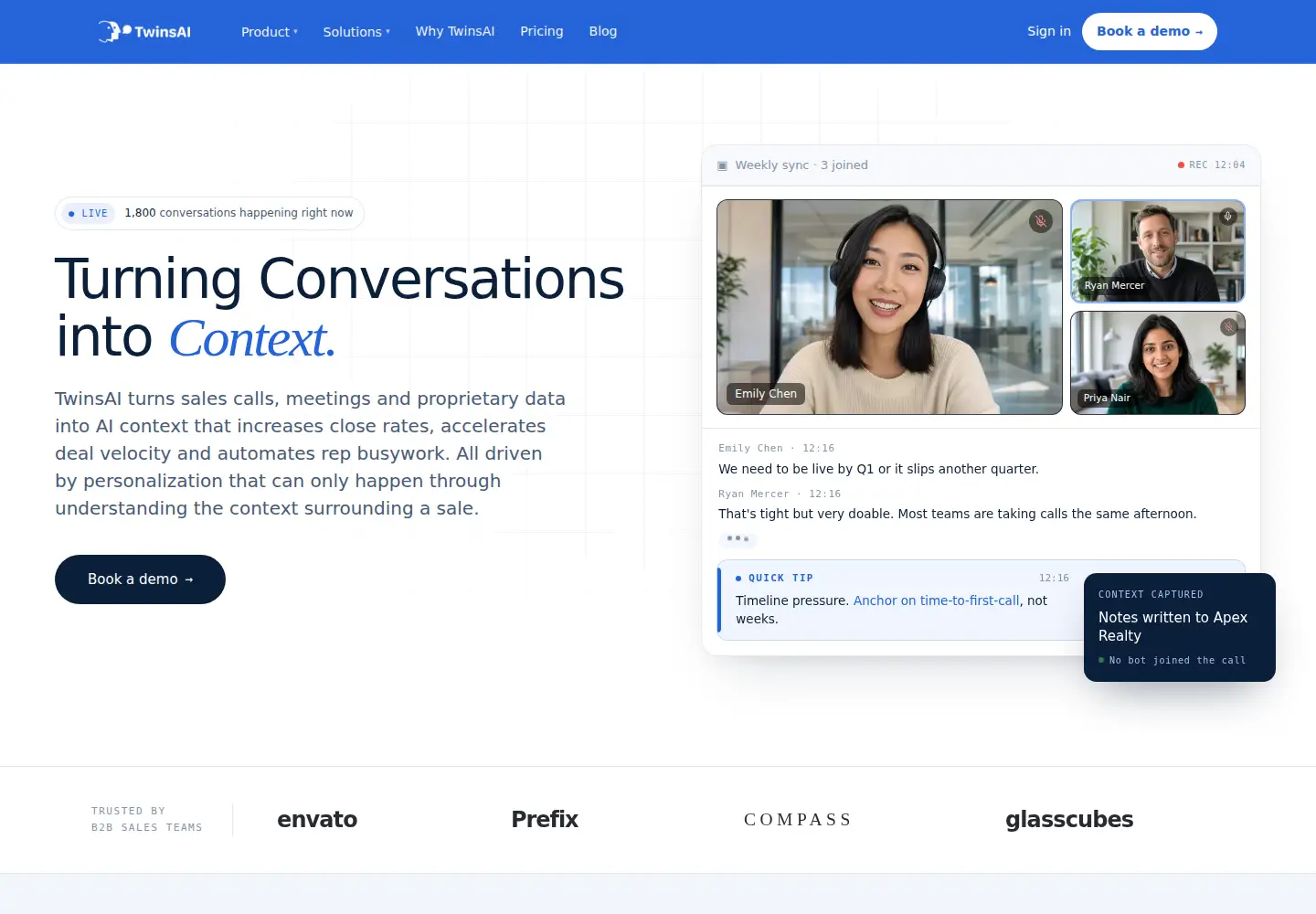 Screenshot of twinsai.com