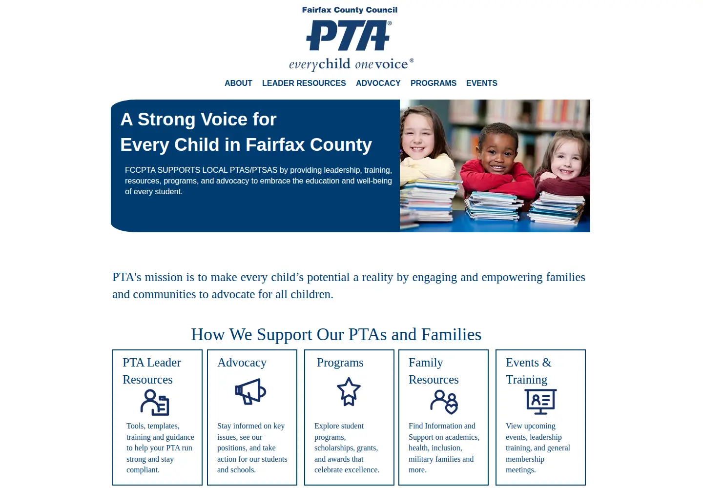 Captured homepage of fccpta.org in the current scan