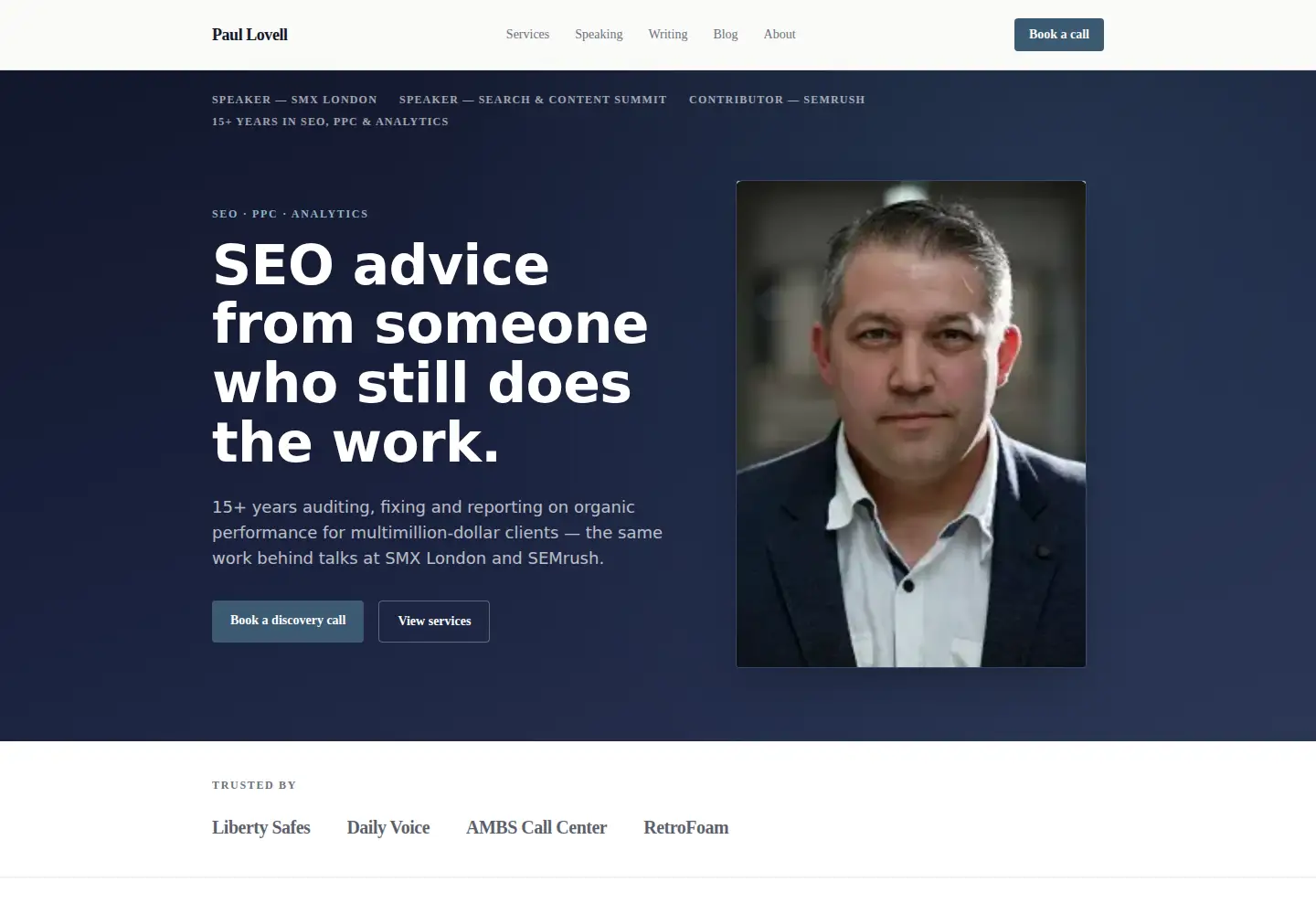 Captured homepage of paullovell.uk in the current scan