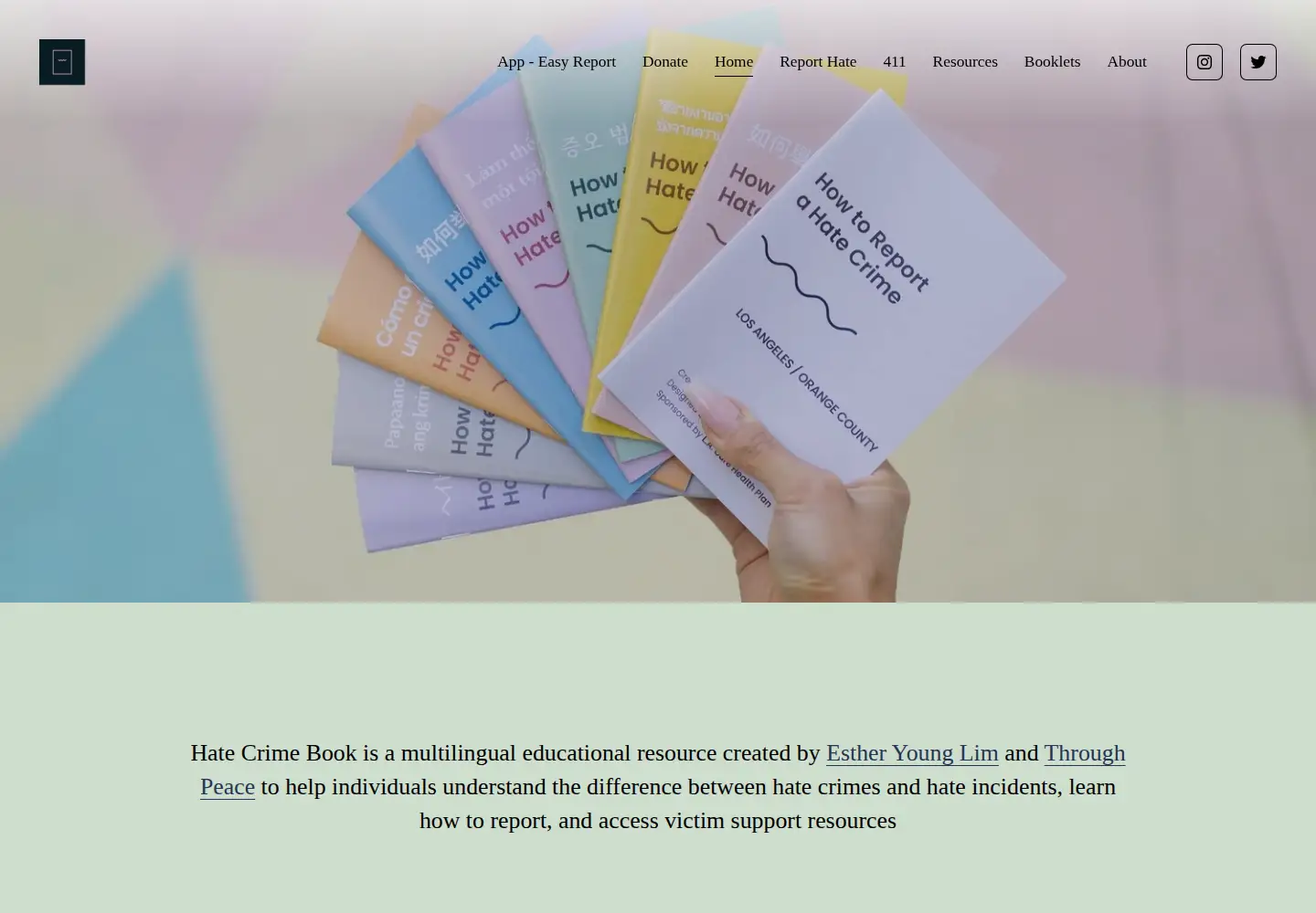 Captured homepage of hatecrimebook.com in the current scan