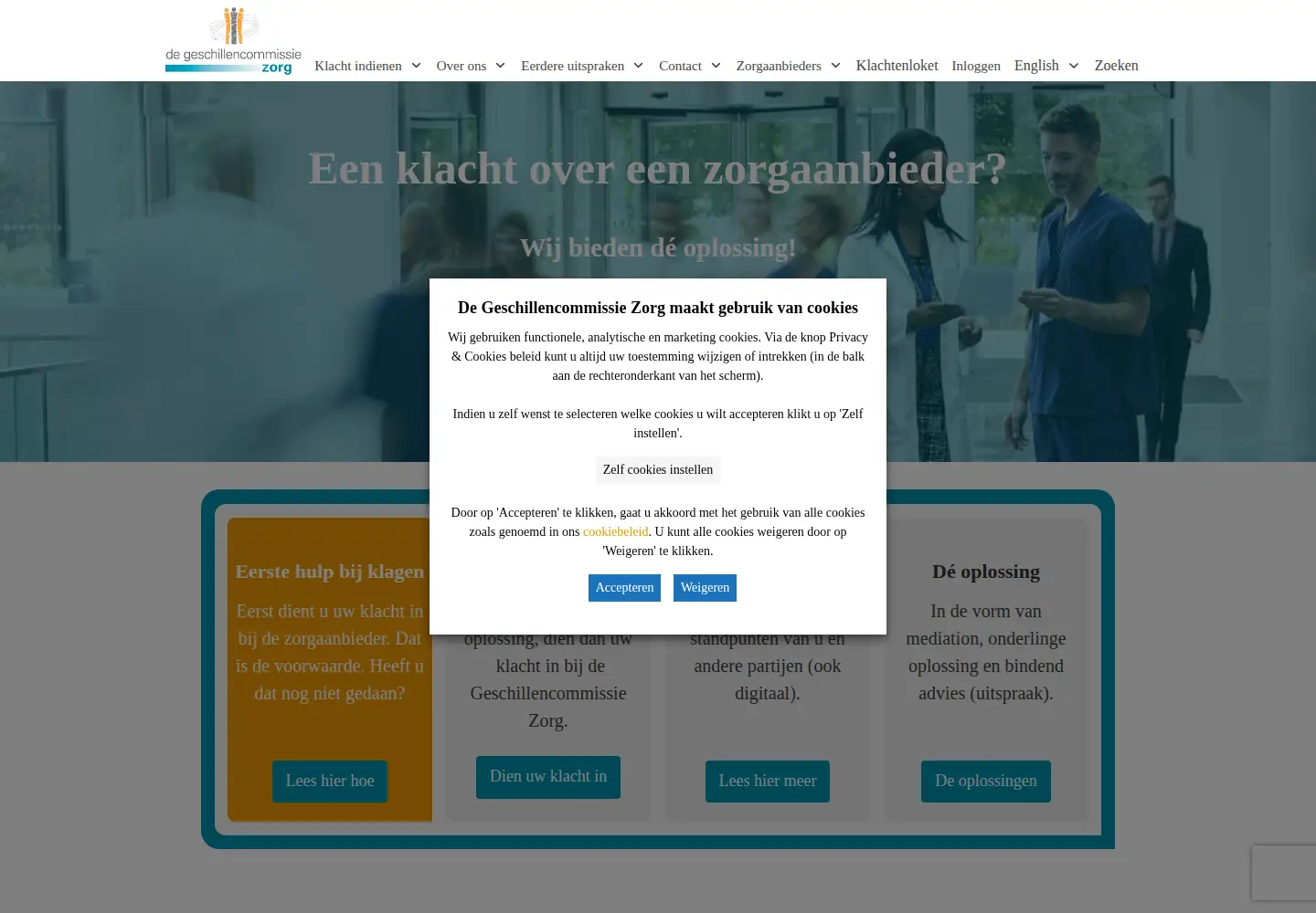 Screenshot of degeschillencommissiezorg.nl