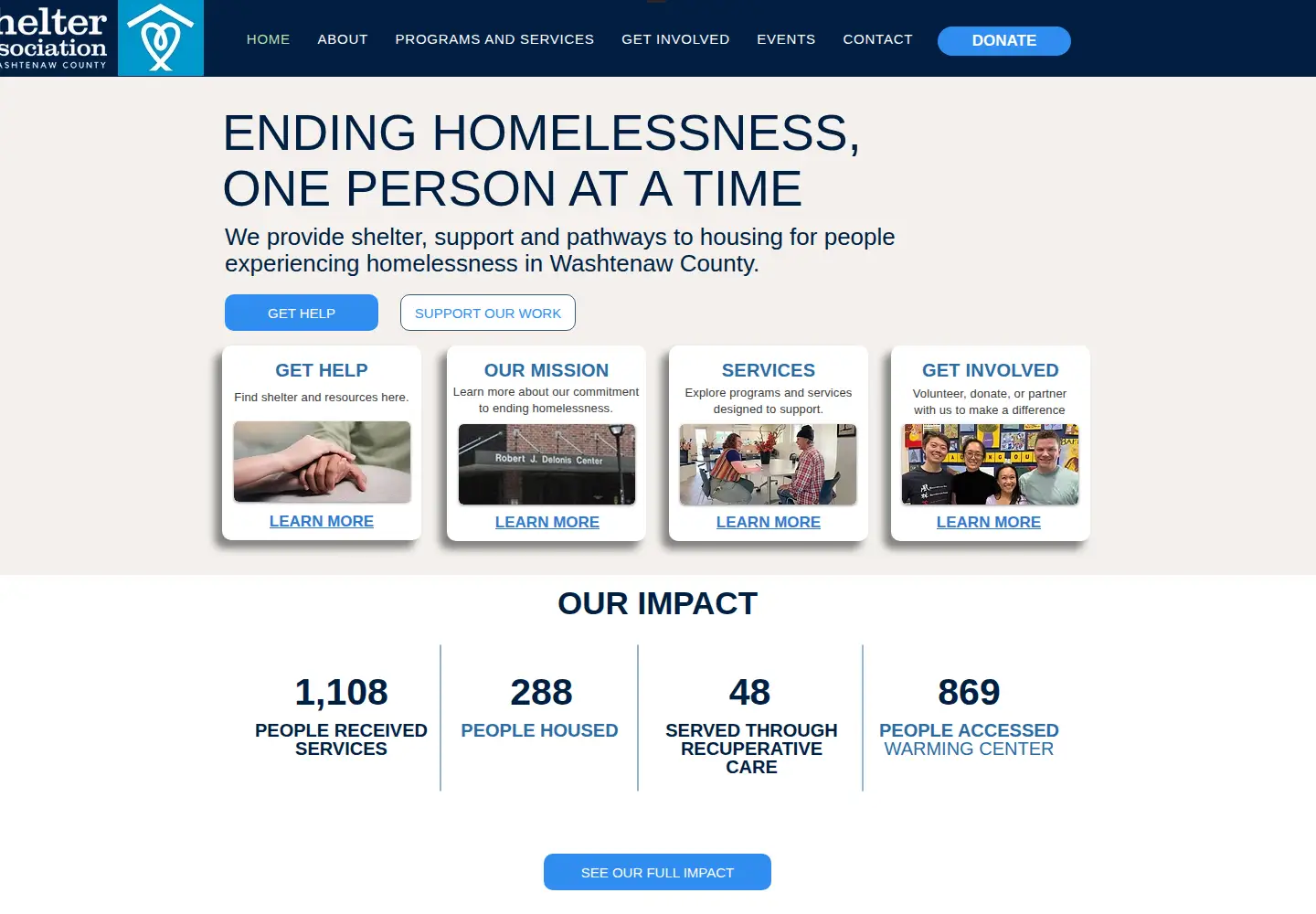 Screenshot of annarborshelter.org