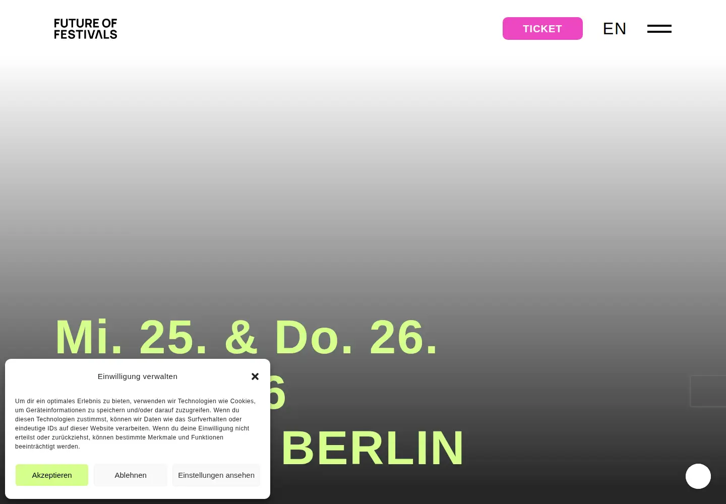 Captured homepage of futureoffestivals.com in the current scan