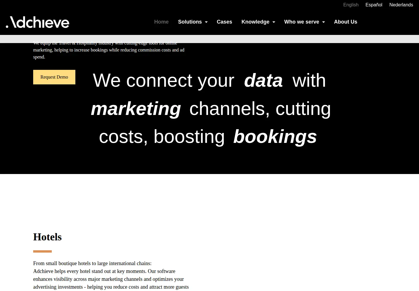 Captured homepage of adchieve.com in the current scan