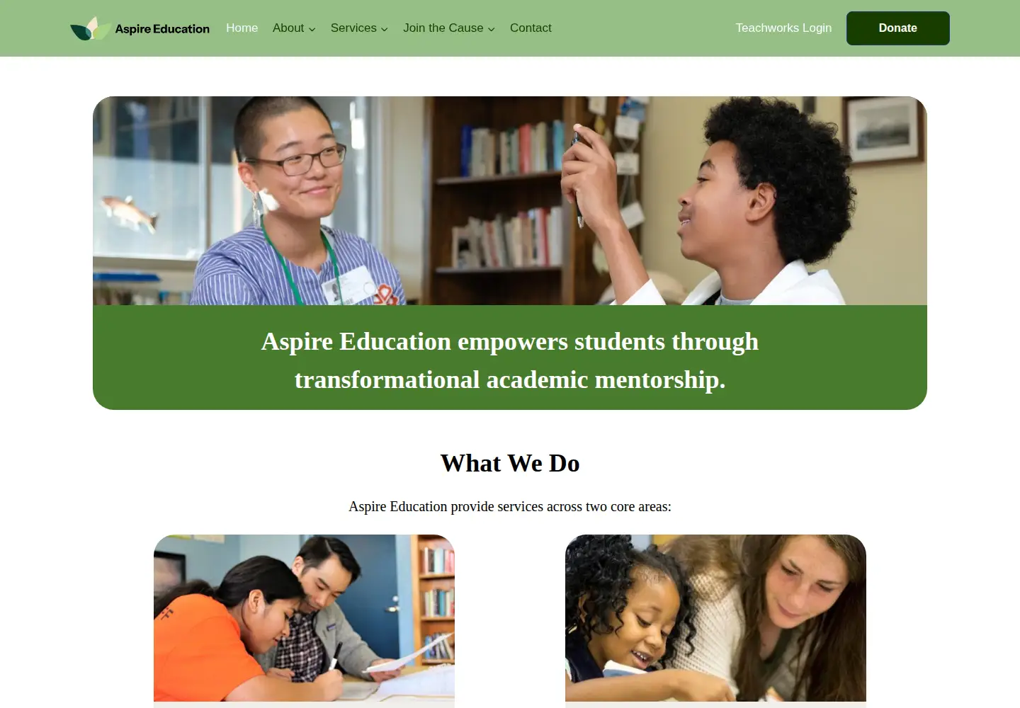 Captured homepage of aspireeducation.org in the current scan