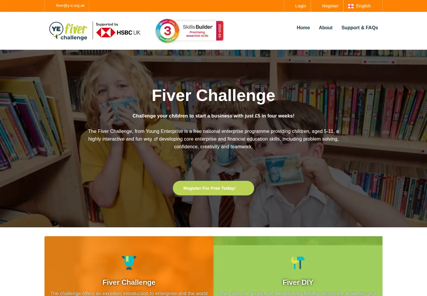 Screenshot of fiverchallenge.org.uk