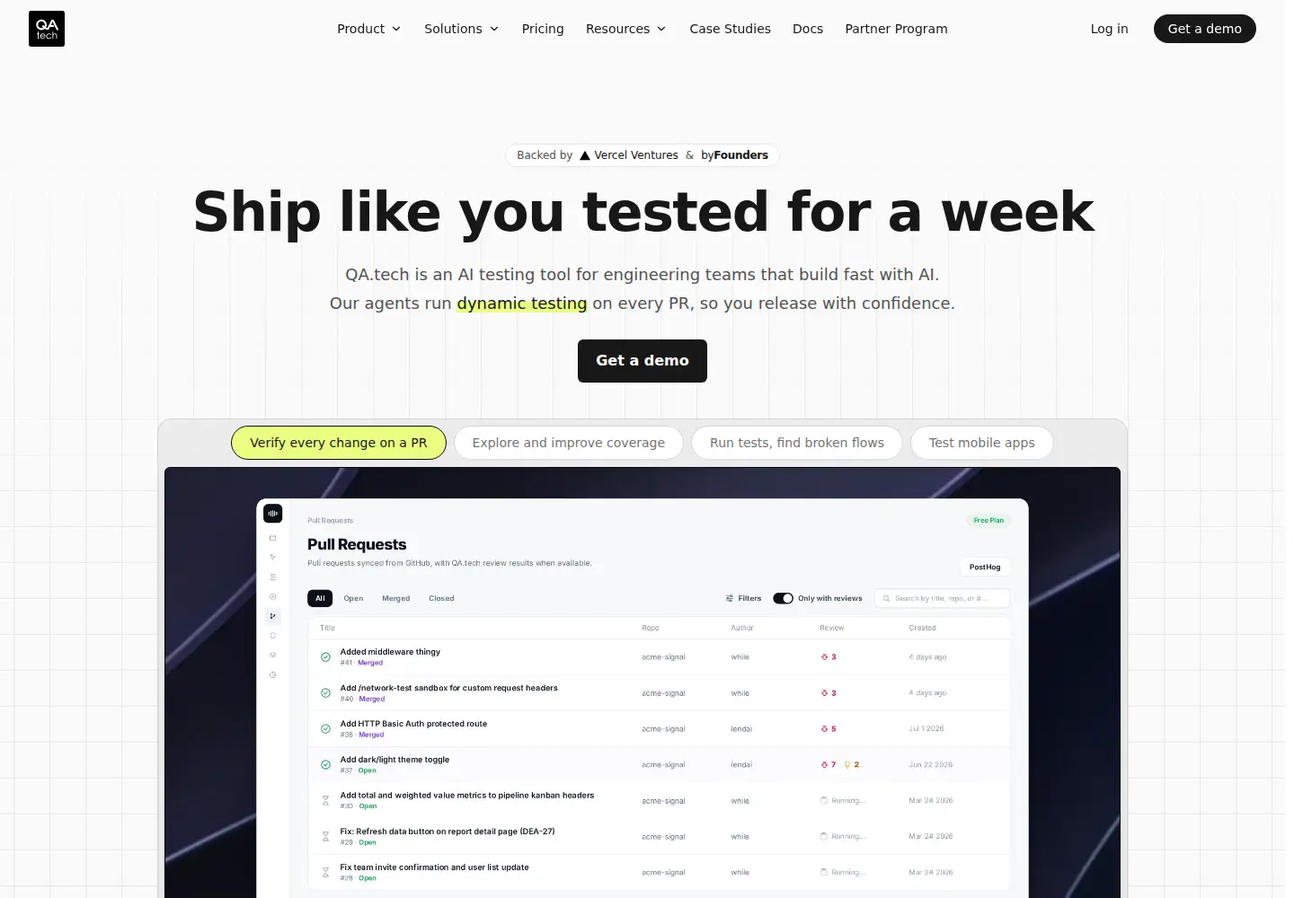 Screenshot of qa.tech