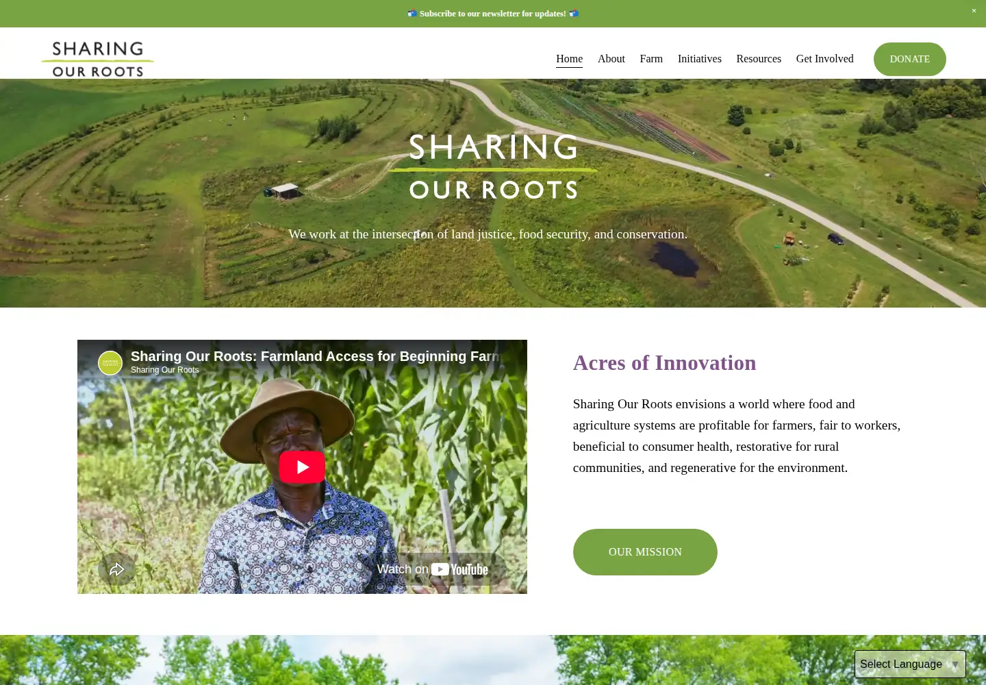 Captured homepage of sharing-our-roots.org in the current scan