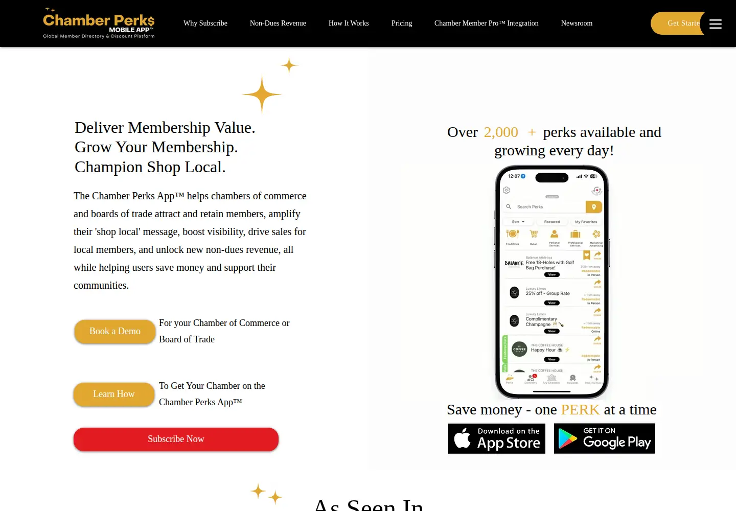 Screenshot of chamberperksapp.com