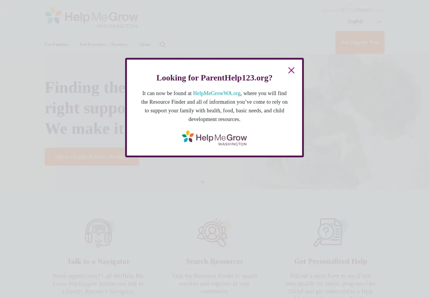 Screenshot of parenthelp123.org
