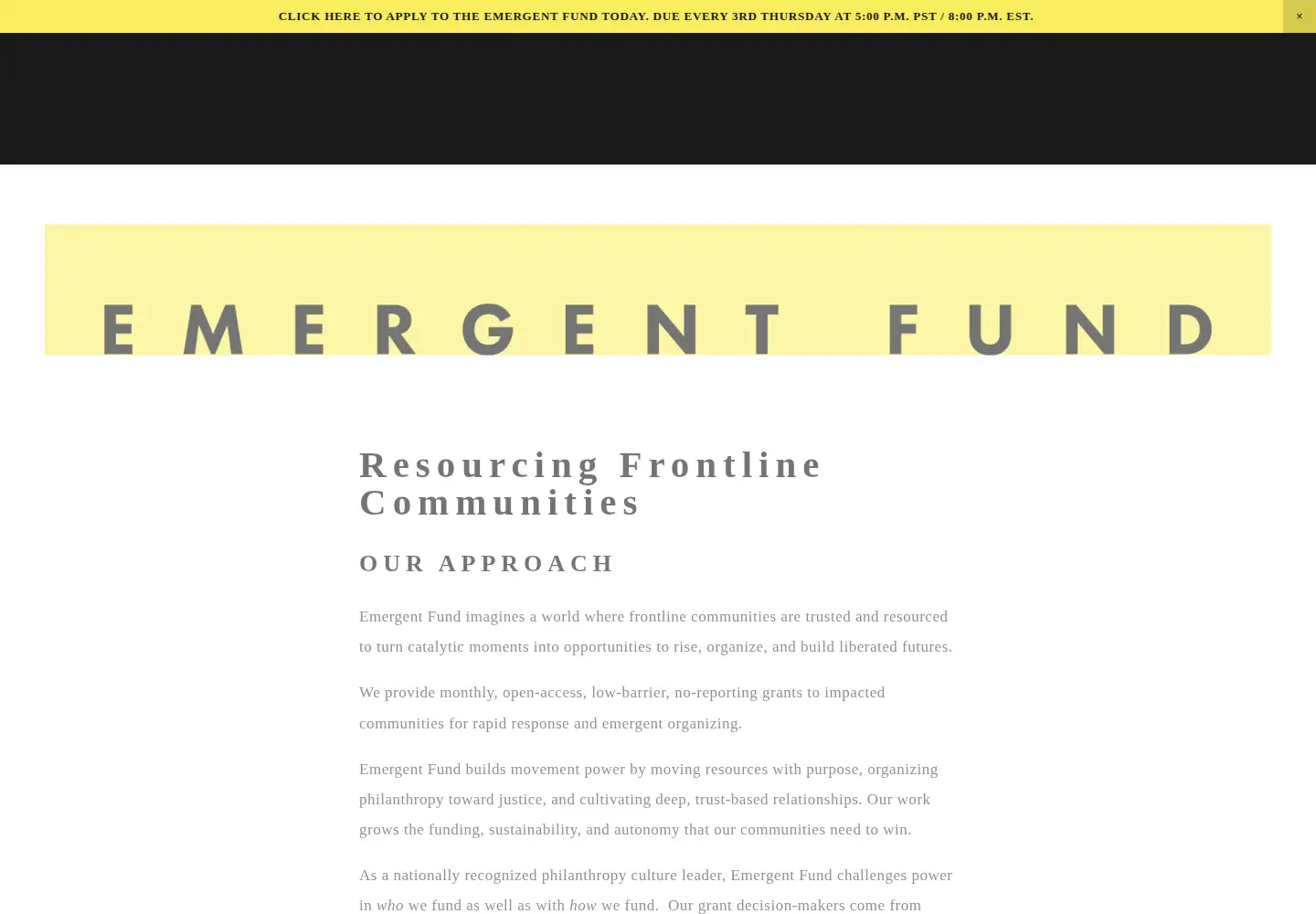 Captured homepage of emergentfund.net in the current scan