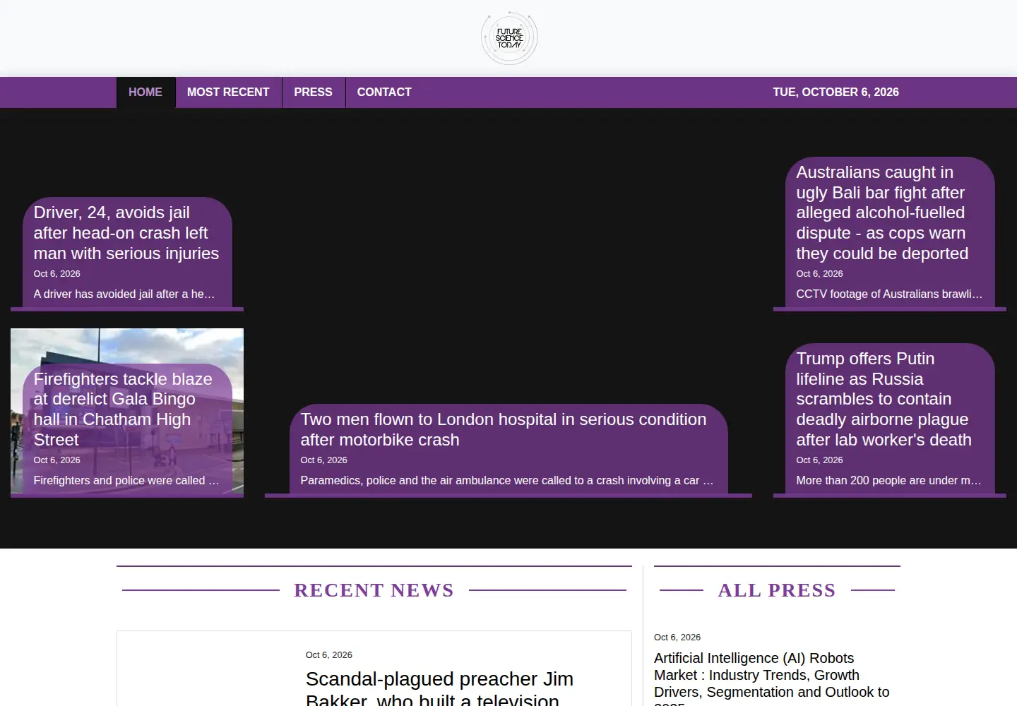 Captured homepage of futuresciencetoday.com in the current scan