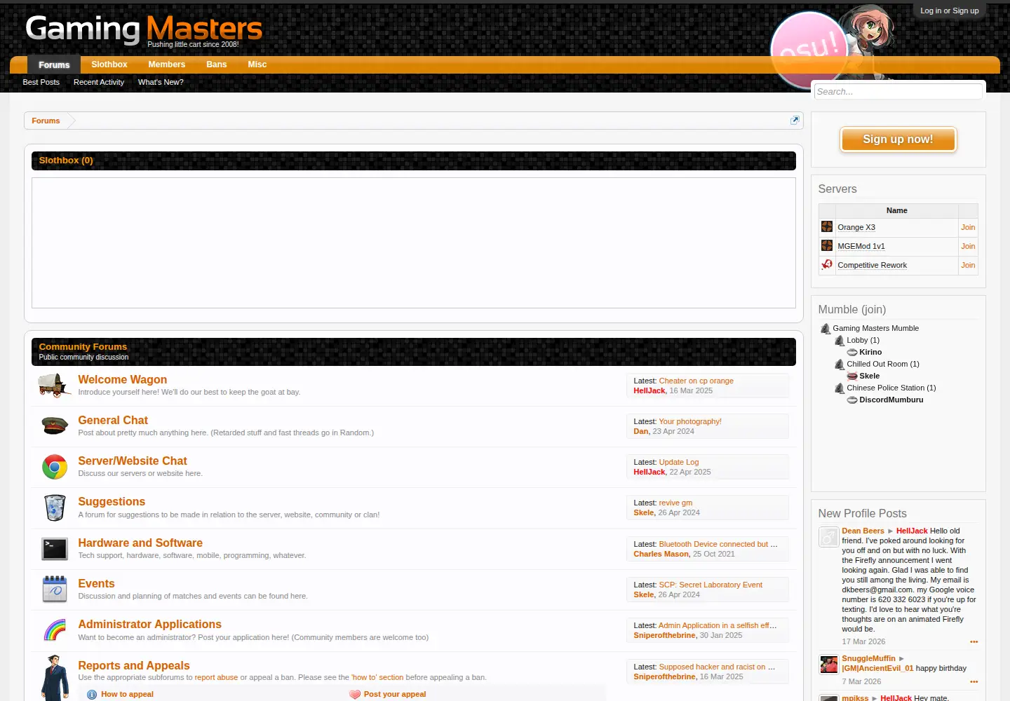 Captured homepage of gamingmasters.org in the current scan