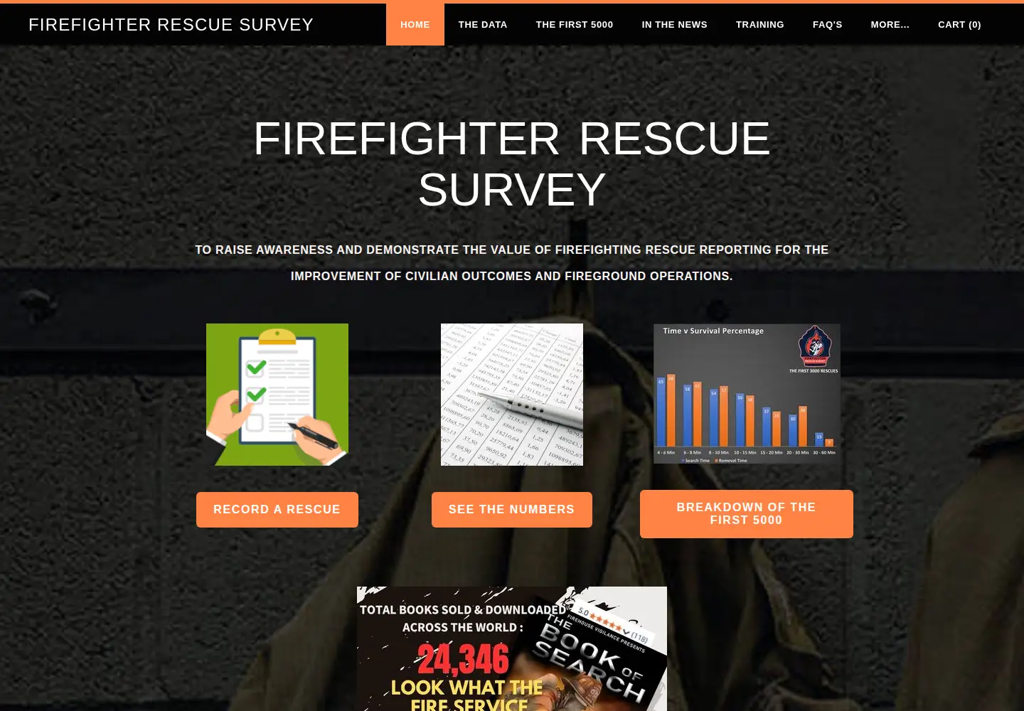 Captured homepage of firefighterrescuesurvey.com in the current scan