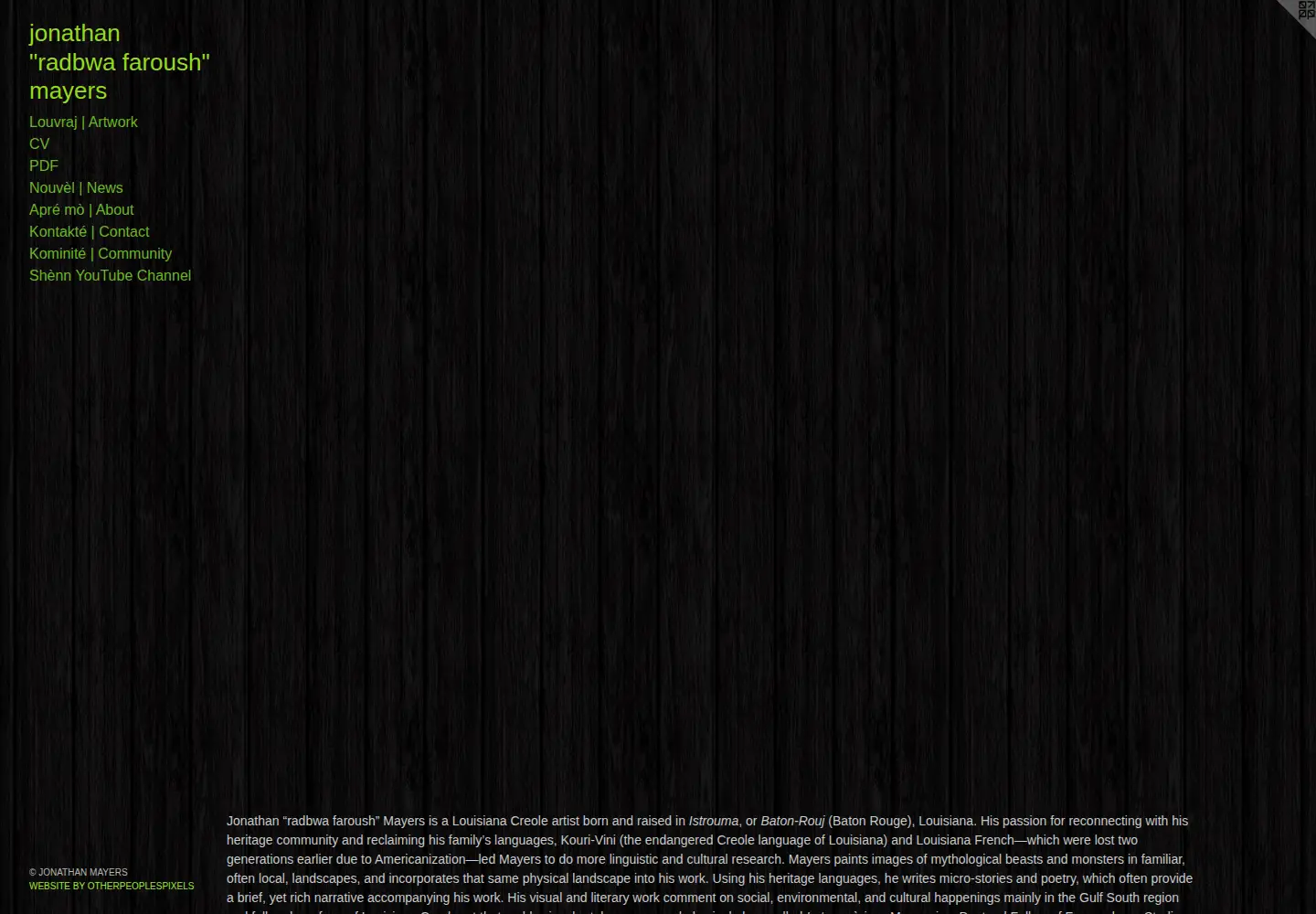 Captured homepage of jonathanmayers.com in the current scan