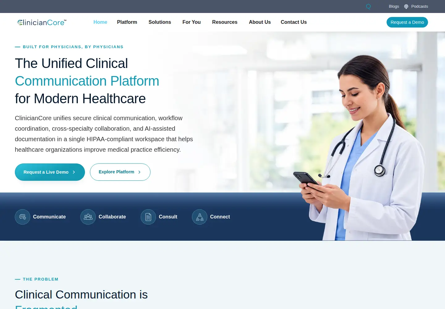 Screenshot of cliniciancore.com