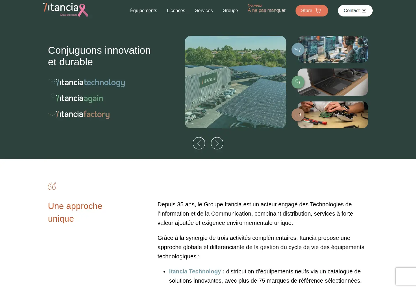 Captured homepage of itancia.com in the current scan