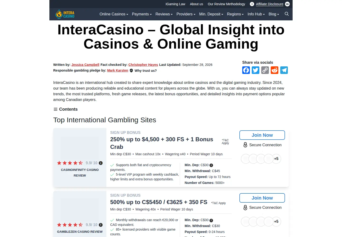 Screenshot of interacasino.com