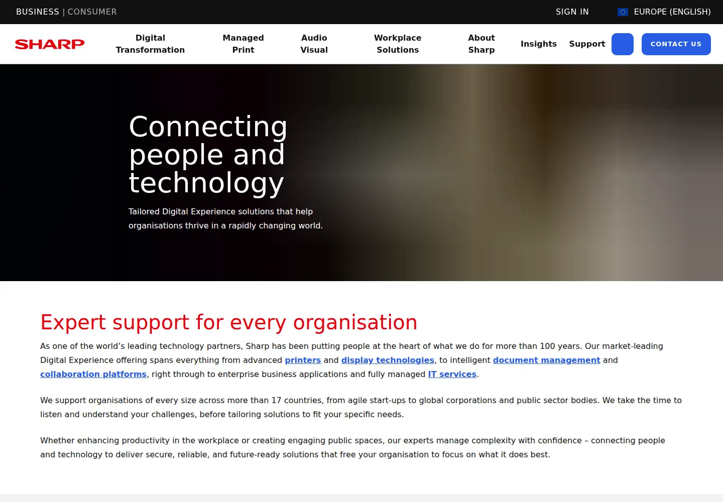 Screenshot of sharp.eu