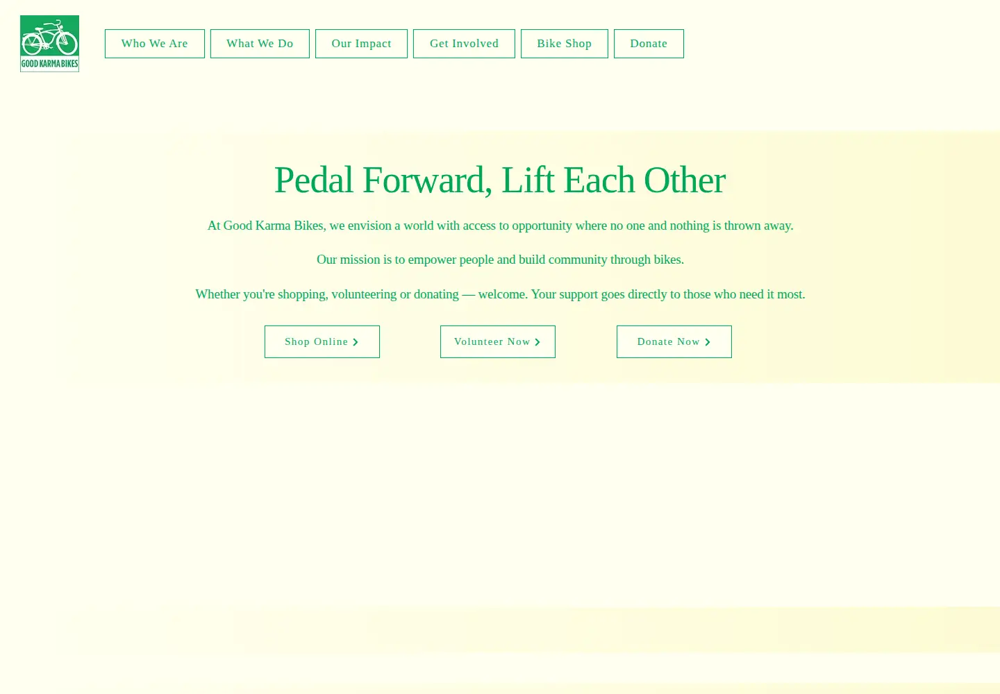 Captured homepage of goodkarmabikes.org in the current scan