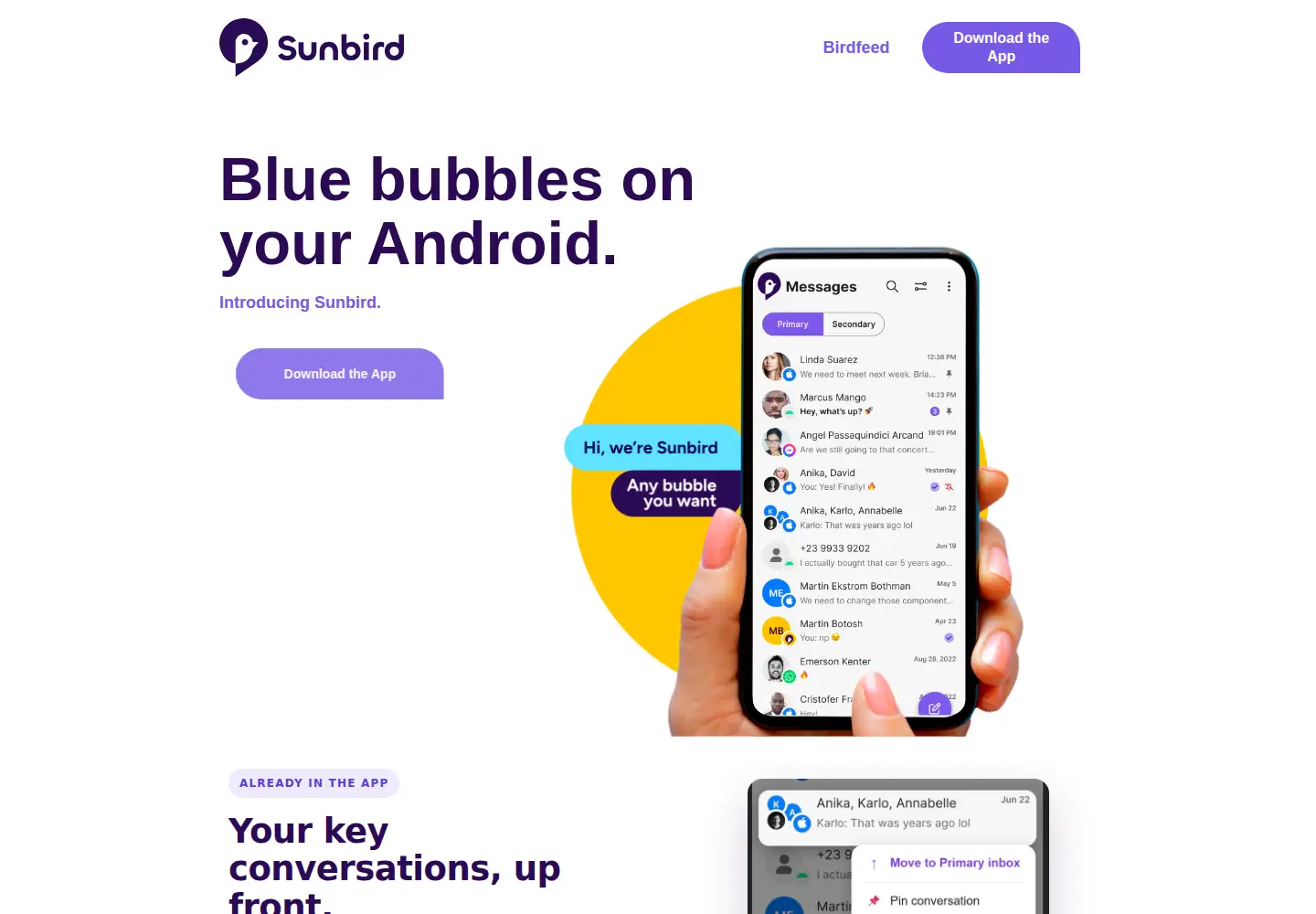 Screenshot of sunbirdapp.com