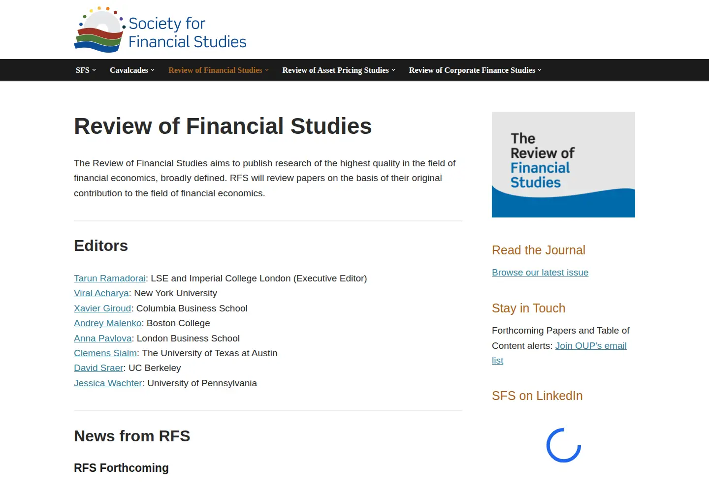 Captured homepage of rfssfs.org in the current scan