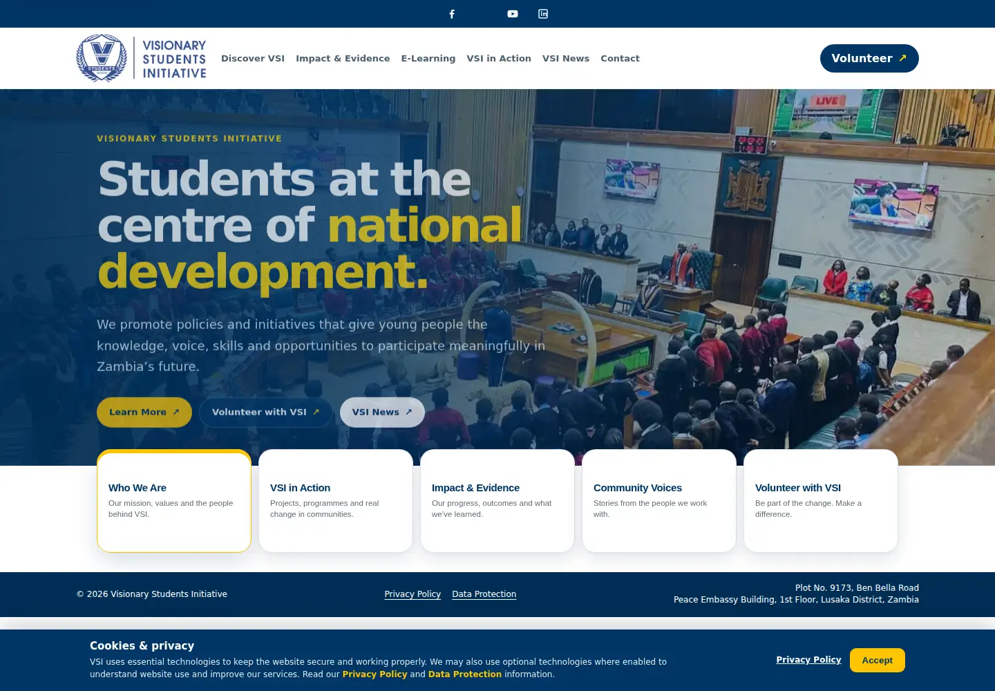 Captured homepage of vsizambia.org in the current scan