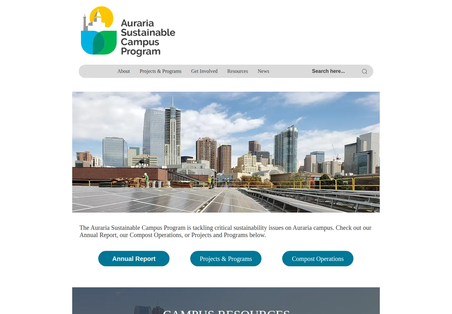 Screenshot of sustainableauraria.org