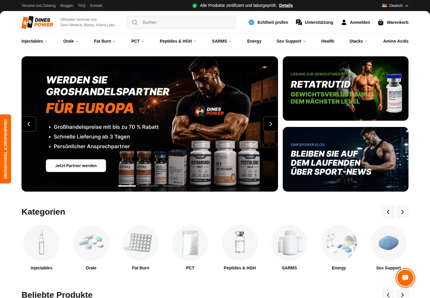 Screenshot of dinespower.com