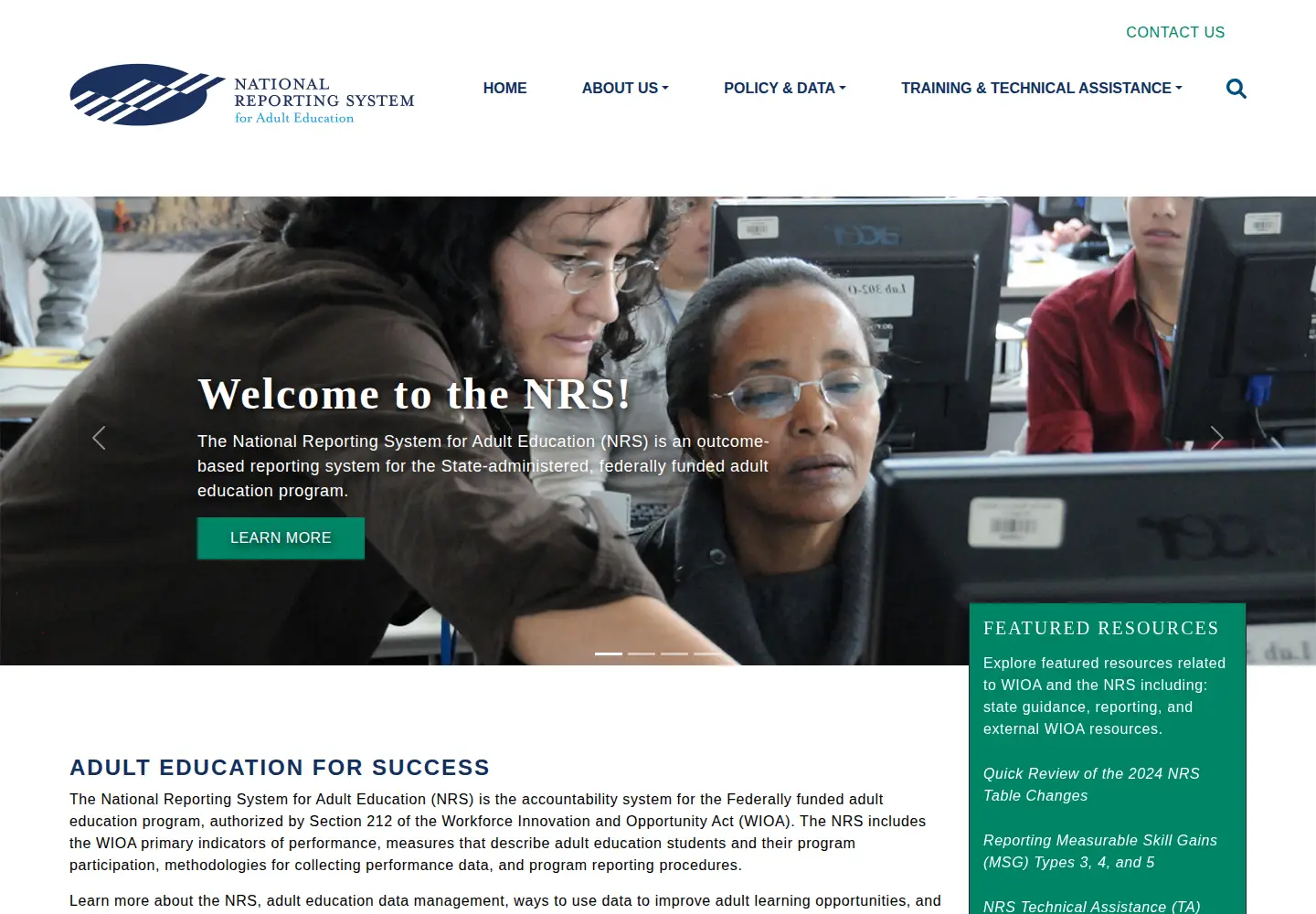 Captured homepage of nrsweb.org in the current scan