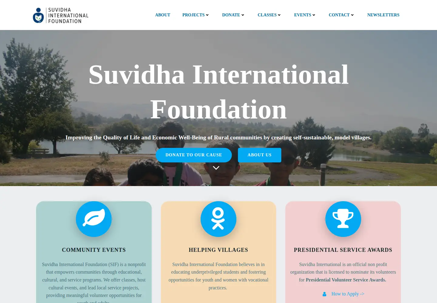 Captured homepage of suvidhainternational.org in the current scan