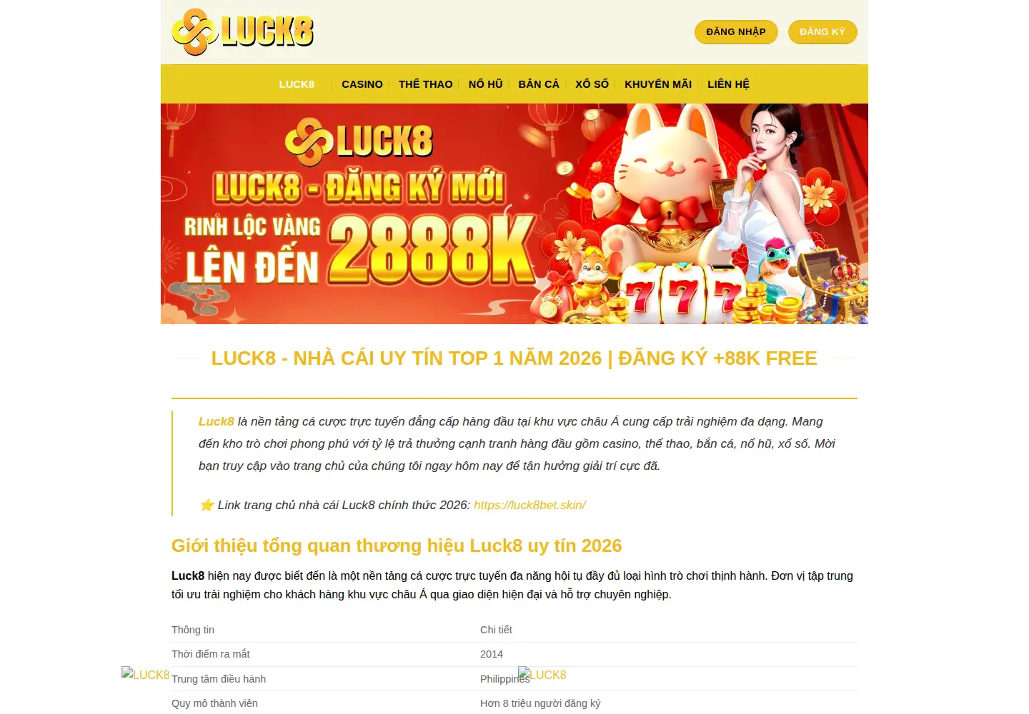 Screenshot of luck8bet.skin